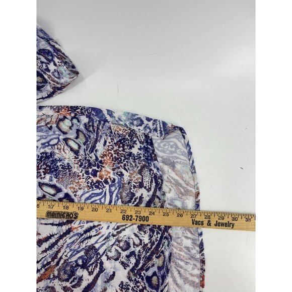 Nine West Women 3/4 Sleeve 1/2 Button Floral Animal Print Boho Top Shirt Size S - Picture 11 of 12